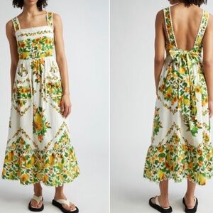 FARM Rio Papaya Salad Linen Blend Maxi Dress Size M Medium